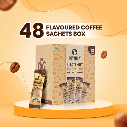Bevzilla Hazelnut Premium Instant Coffee 48 Sachets